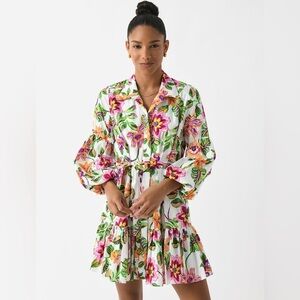 Misa Los Angeles Floral Dress with Pink and Green Accents